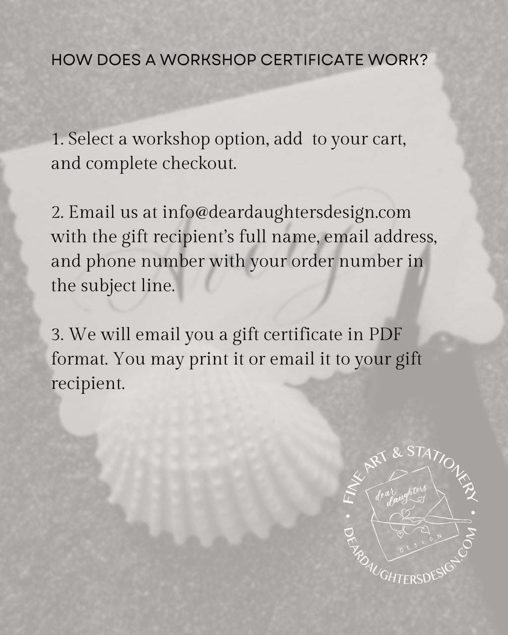 Workshop Gift Certificate - The Best Gifts Are Experiences!