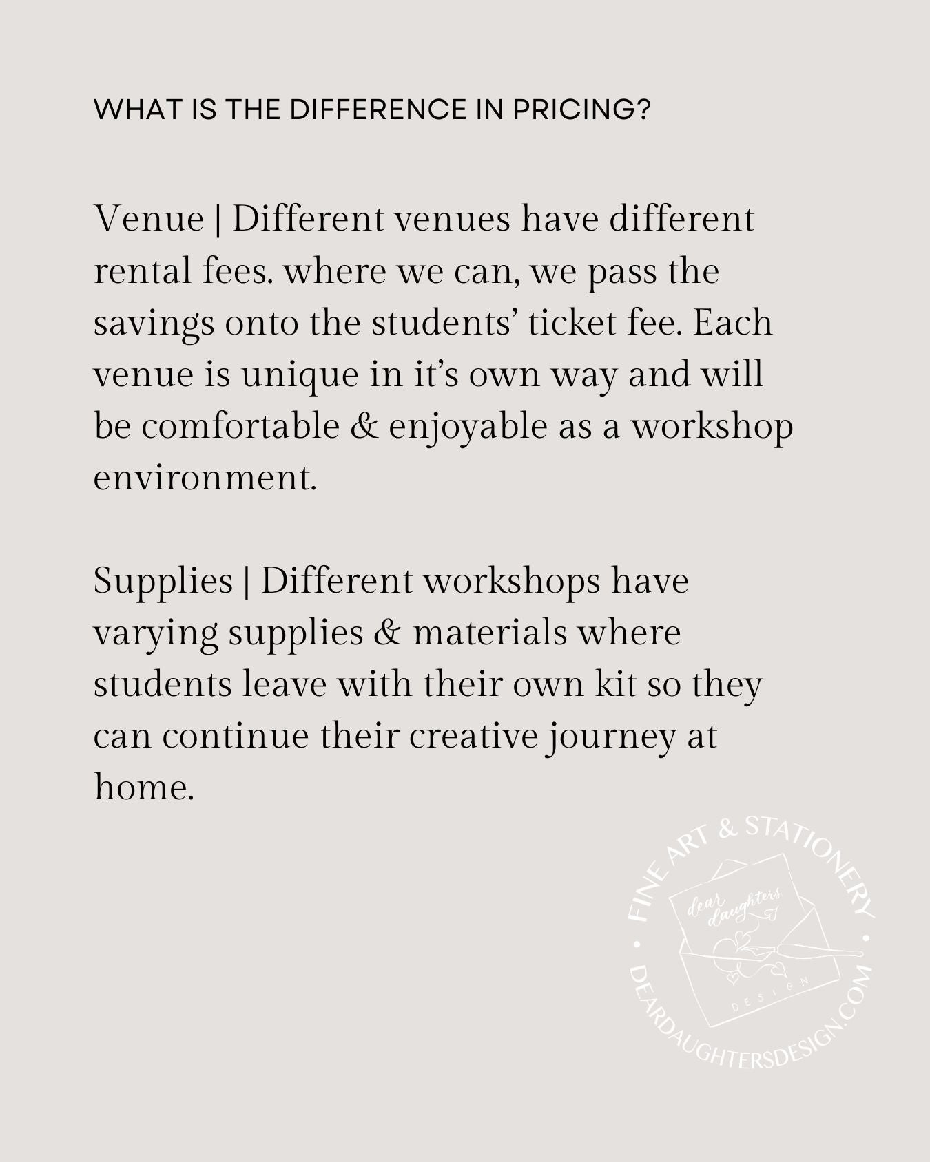 Workshop Gift Certificate - The Best Gifts Are Experiences!