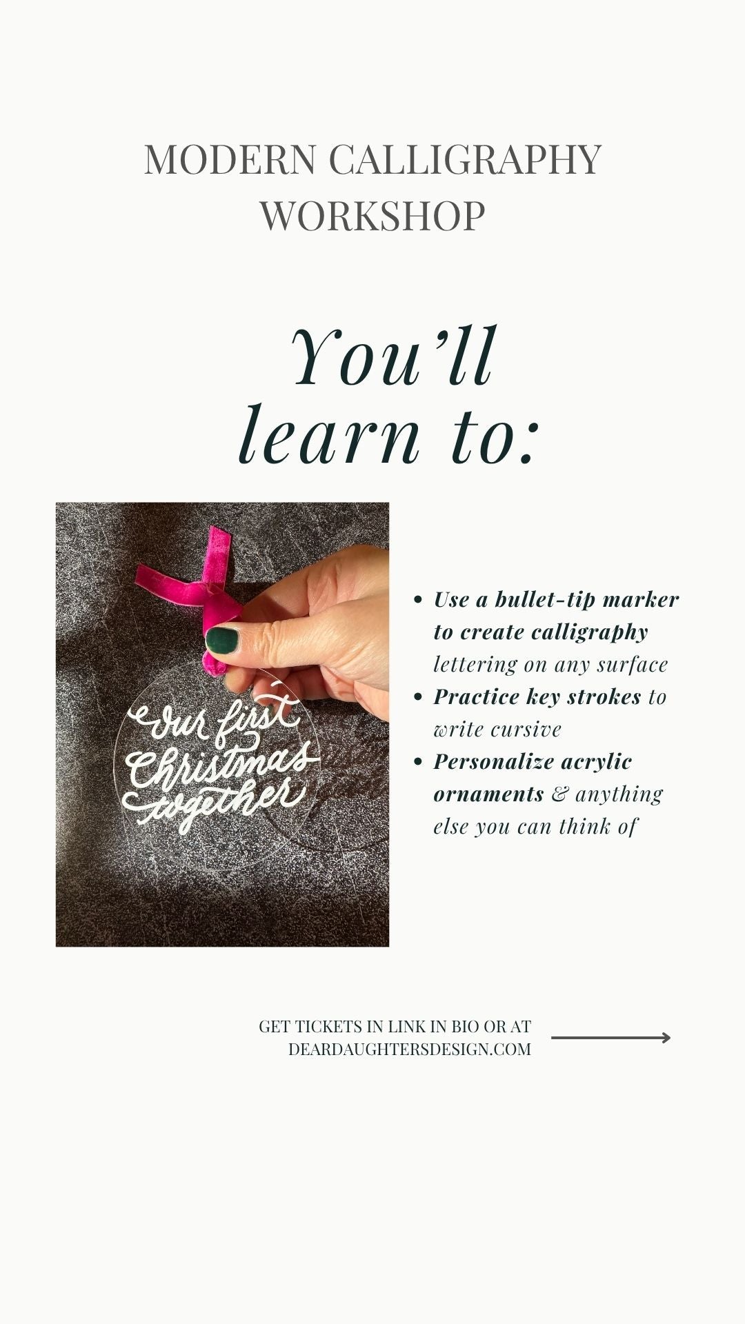 South Street Gardens - Saturday, December 12, 2026, 10-11:30am, Morristown, NJ - Learn Ornament Calligraphy & Lettering Workshop