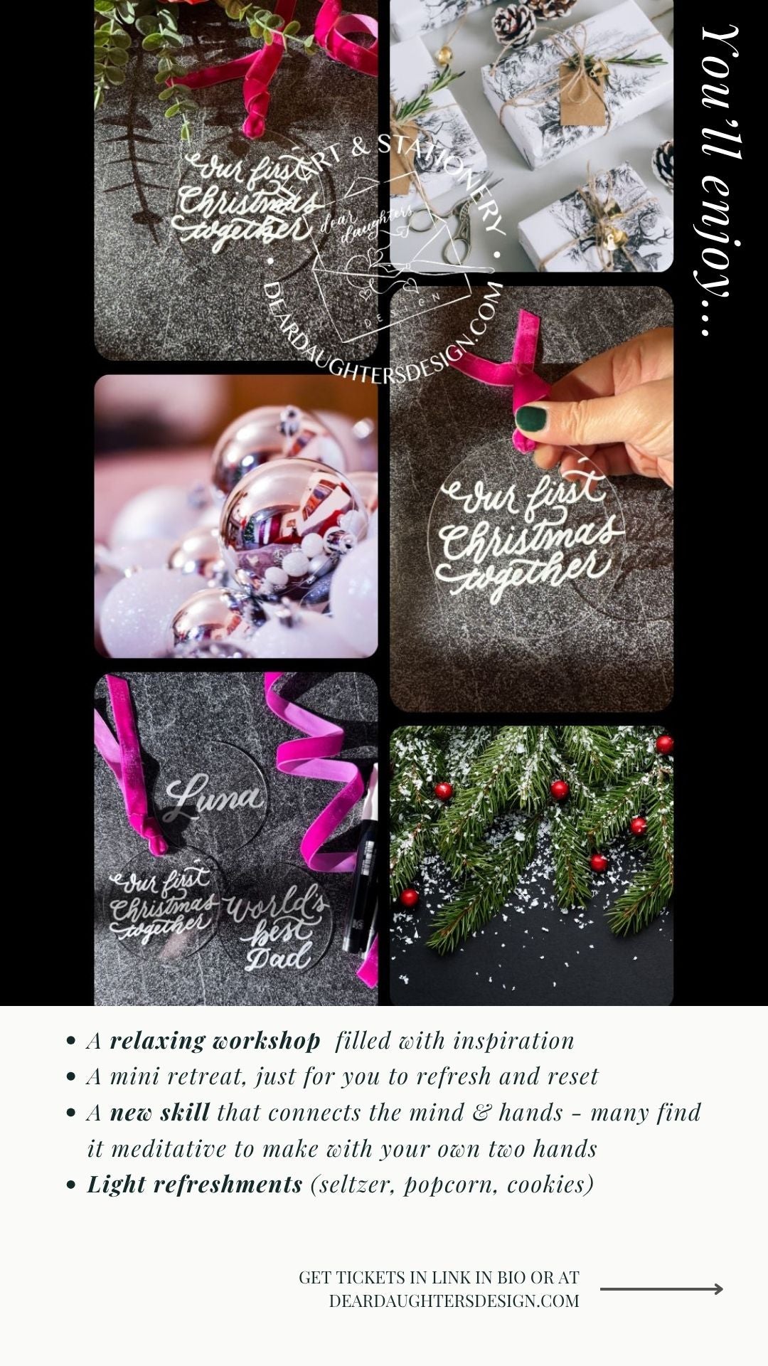 South Street Gardens - Saturday, December 12, 2026, 10-11:30am, Morristown, NJ - Learn Ornament Calligraphy & Lettering Workshop