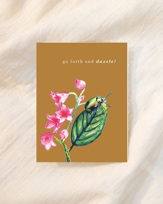 Encouraging Cute Dogbane Beetle Greeting Card for Bug Lovers & Entomologist