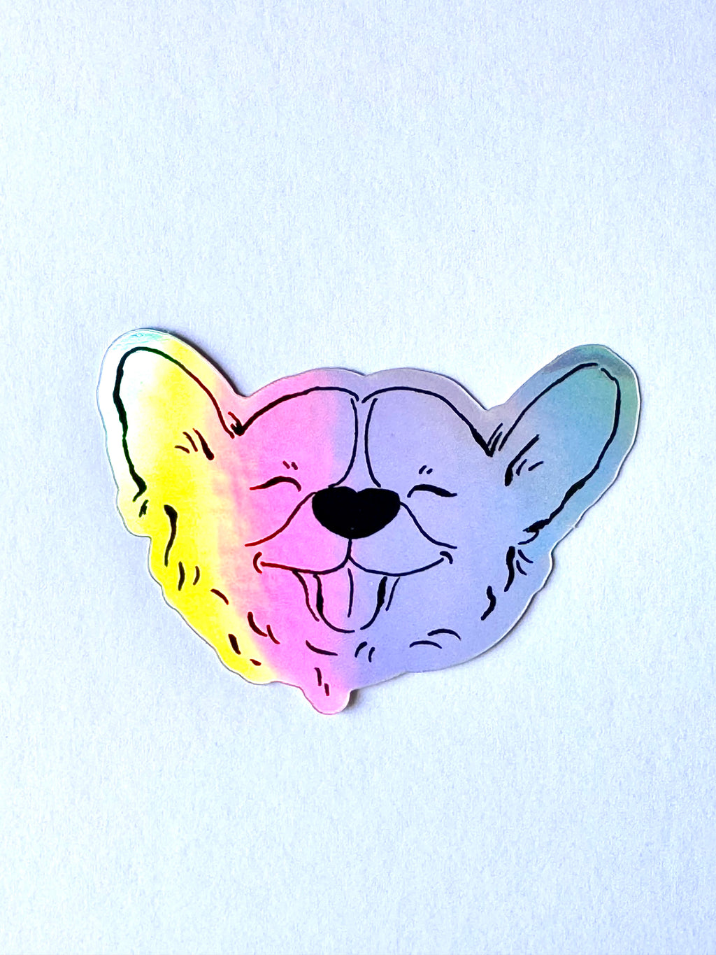 Corgi Holographic Sticker - Puppy Smiles Waterproof Vinyl Decal Sticker - Dear Daughters Design