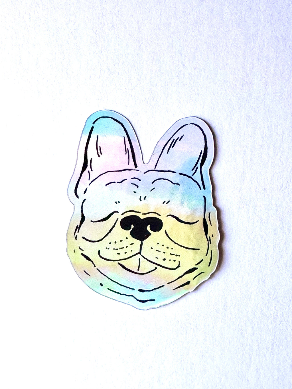 Frenchie Holographic Sticker - Puppy Smiles Waterproof Vinyl Decal Sticker - Dear Daughters Design