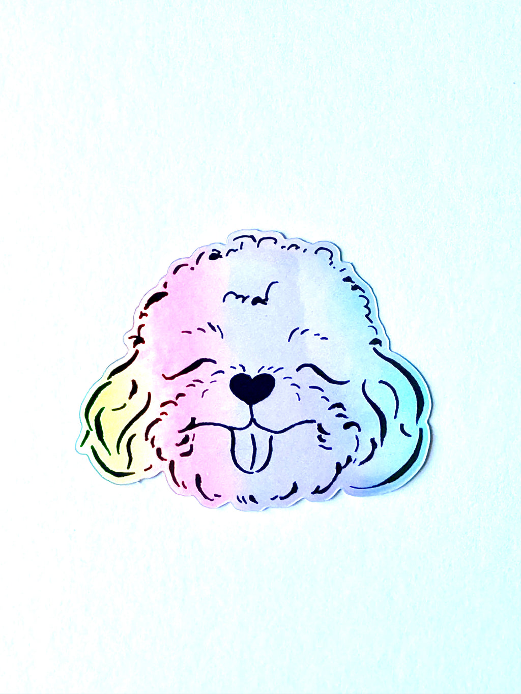 Poodle Mix / Golden Doodle Mix Holographic Sticker - Puppy Smiles Waterproof Vinyl Decal Sticker - Dear Daughters Design