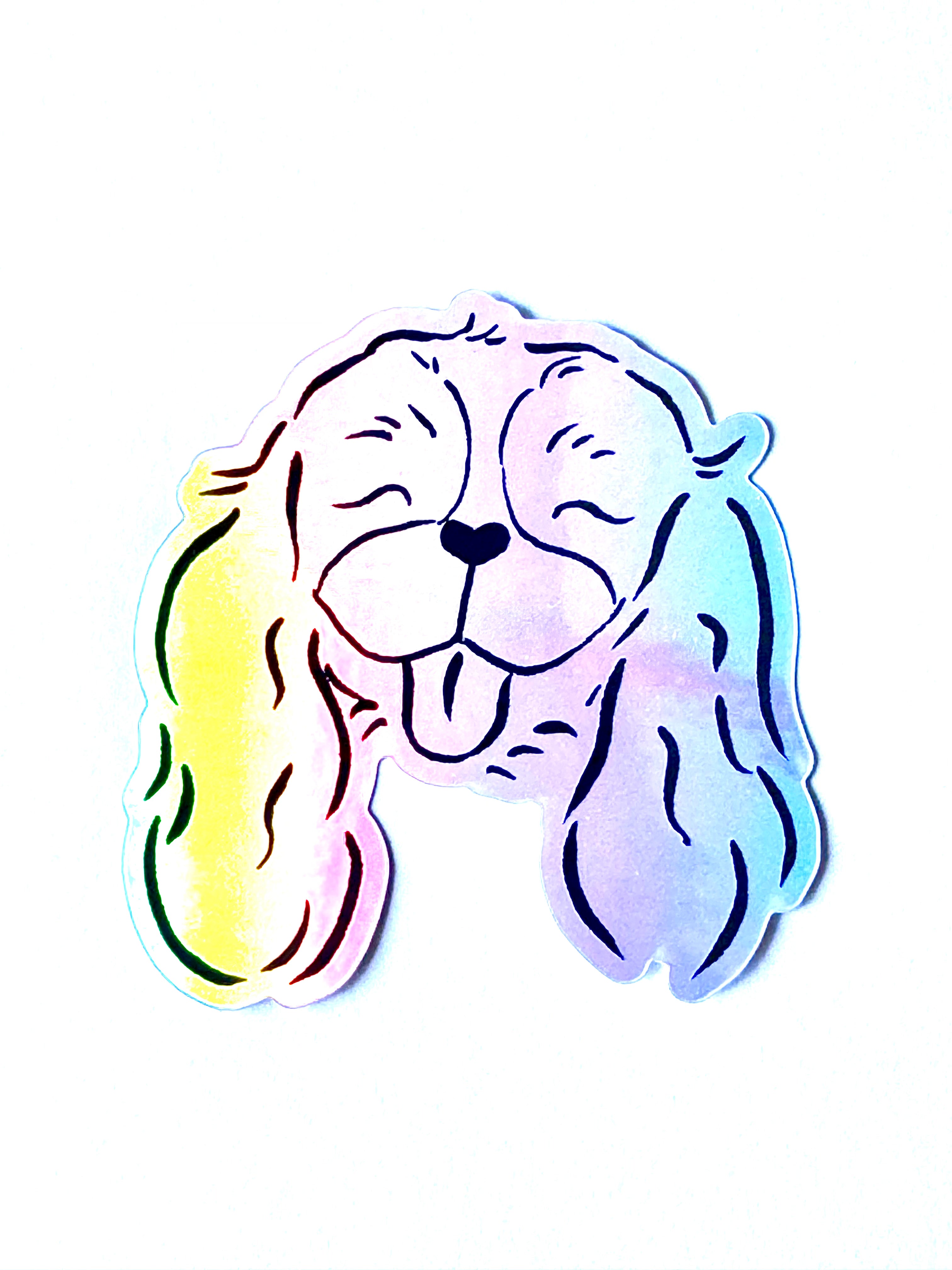 Cocker Spaniel / King Charles Spaniel Dog Holographic Sticker - Puppy Smiles Waterproof Vinyl Decal Sticker (Copy) - Dear Daughters Design
