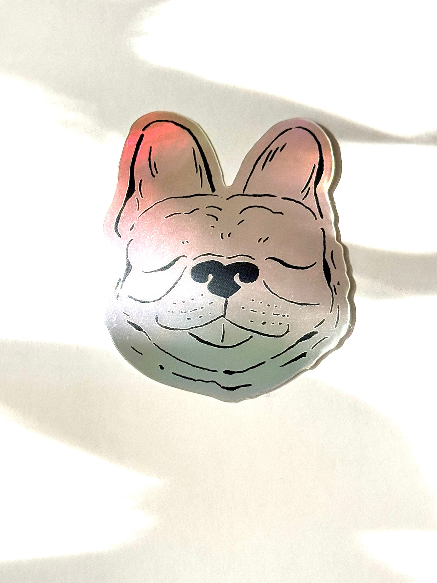 Frenchie Holographic Sticker - Puppy Smiles Waterproof Vinyl Decal Sticker