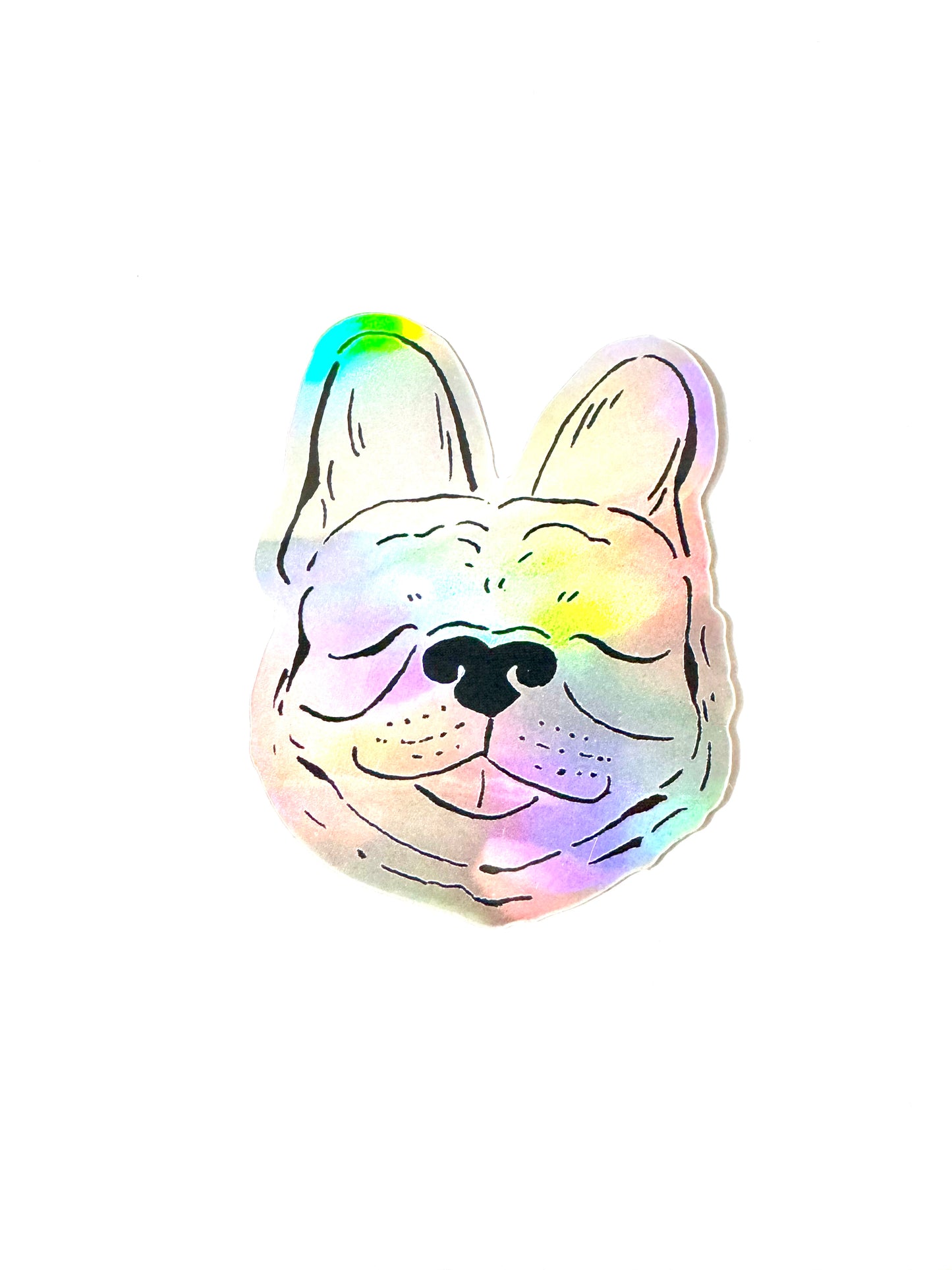 Frenchie Holographic Sticker - Puppy Smiles Waterproof Vinyl Decal Sticker