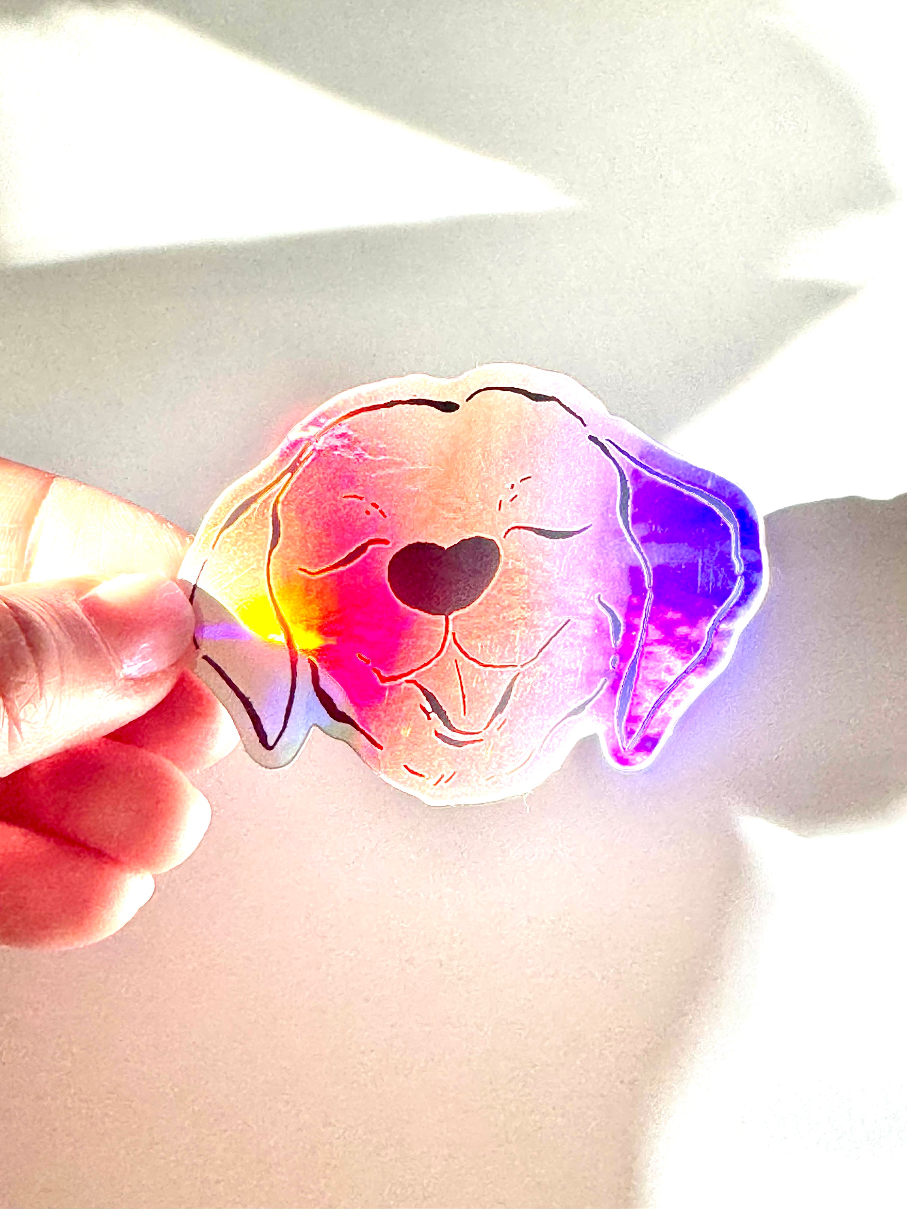 Labrador Retriever Dog Holographic Sticker - Puppy Smiles Waterproof Vinyl Decal Sticker - Dear Daughters Design
