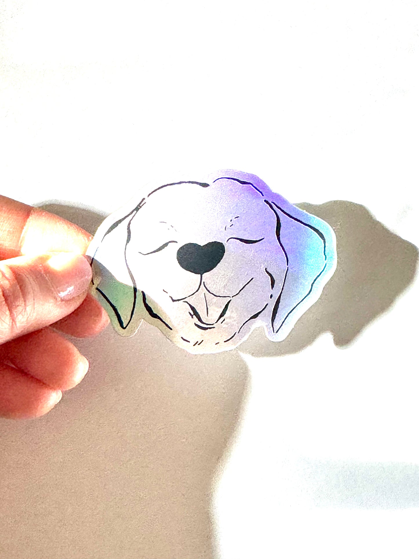 Labrador Retriever Dog Holographic Sticker - Puppy Smiles Waterproof Vinyl Decal Sticker