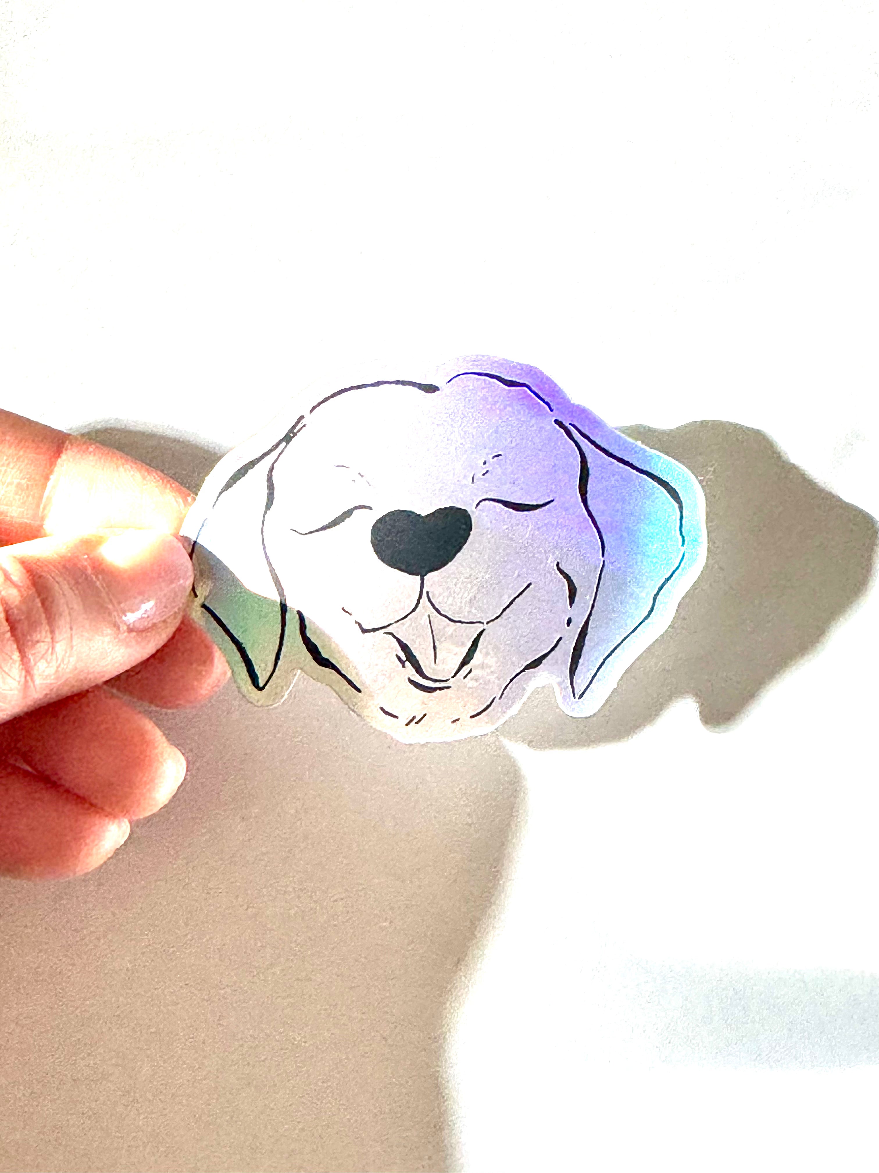 Labrador Retriever Dog Holographic Sticker - Puppy Smiles Waterproof Vinyl Decal Sticker - Dear Daughters Design
