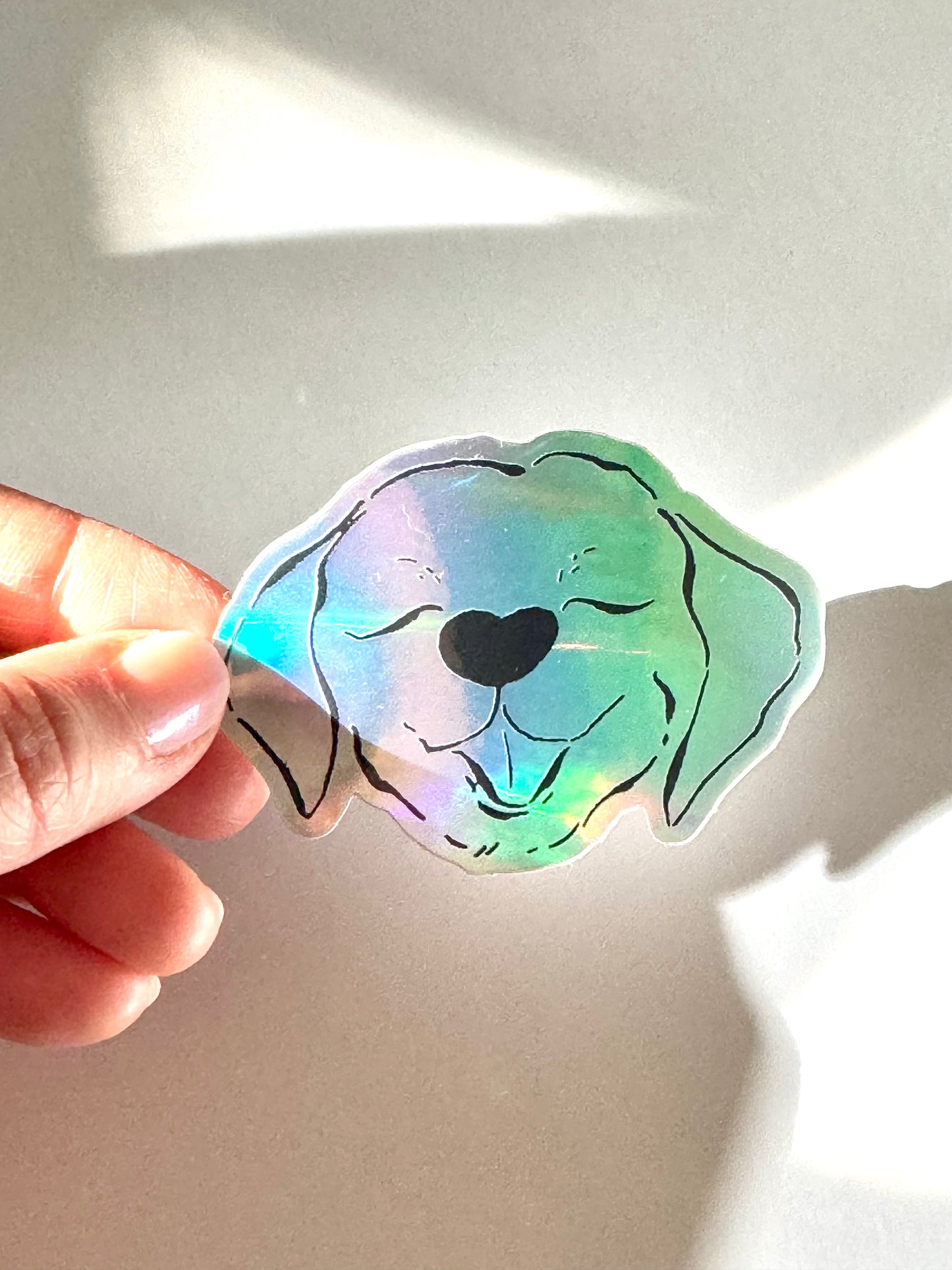 Labrador Retriever Dog Holographic Sticker - Puppy Smiles Waterproof Vinyl Decal Sticker