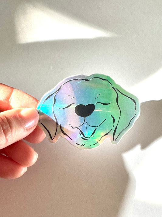 Labrador Retriever Dog Holographic Sticker - Puppy Smiles Waterproof Vinyl Decal Sticker