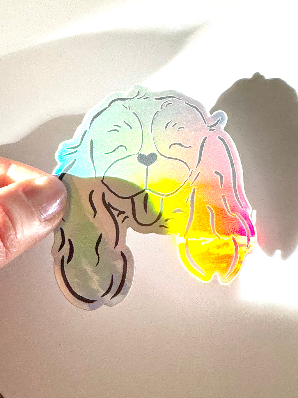Cocker Spaniel / King Charles Spaniel Dog Holographic Sticker - Puppy Smiles Waterproof Vinyl Decal Sticker (Copy) - Dear Daughters Design