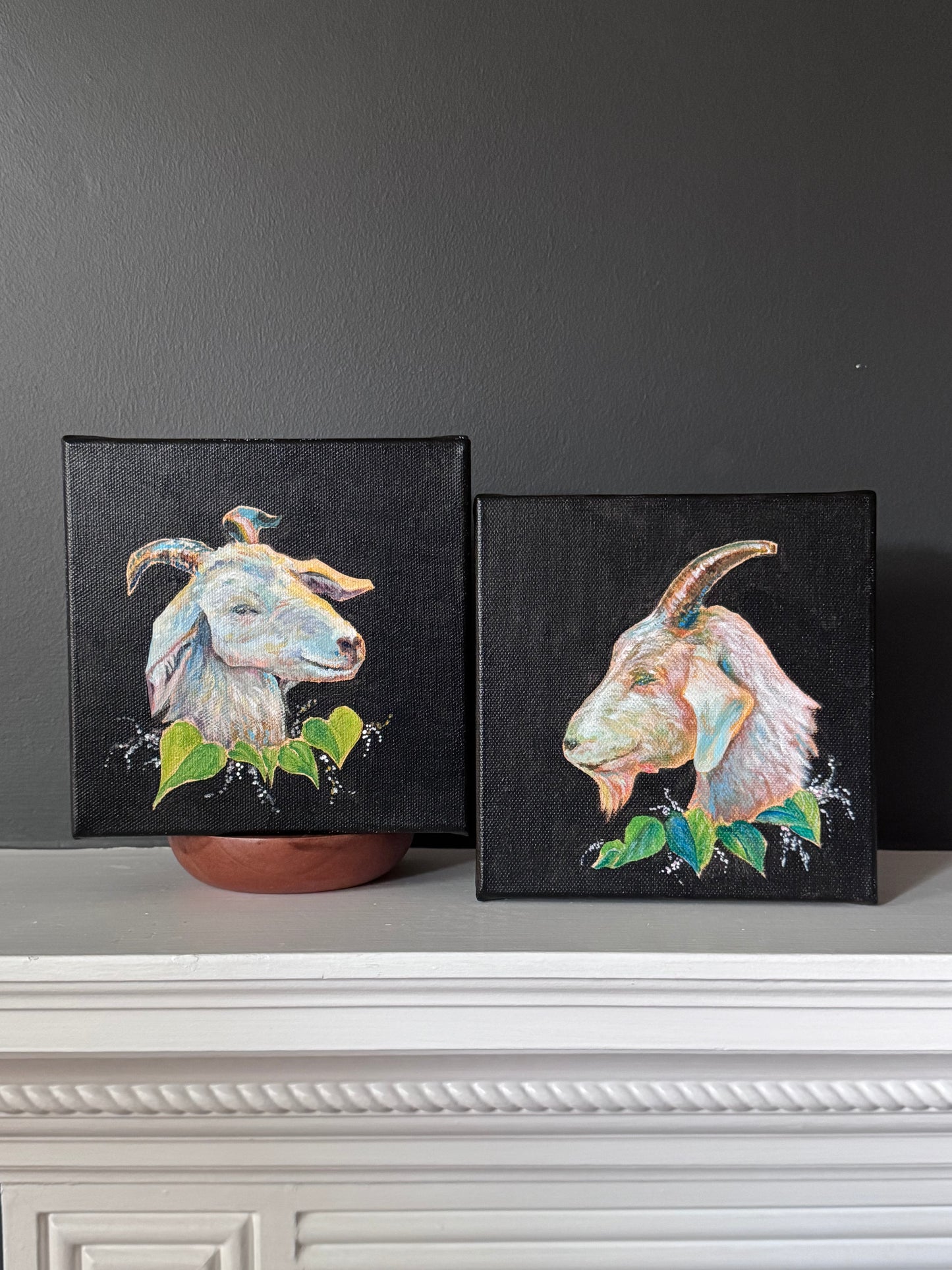 PREVIEW - Greatest of All Time Goats - Diptych (Pair of Paintings) Goat Painting - Original Goats Painting – Fauna Fine Art by NJ Artist