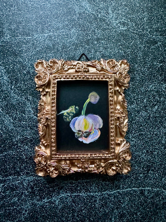 AVAILABLE - Tiny Treasures Collection - Colony I, #5 of 7 Three Bumblebees, Hanging Anemone & Bud