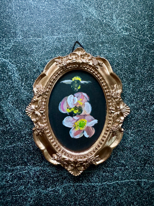 RESERVED - Tiny Treasures Collection - Colony I, #7 of 7 Bumblebee Flying Away Bee-Filled Anemones