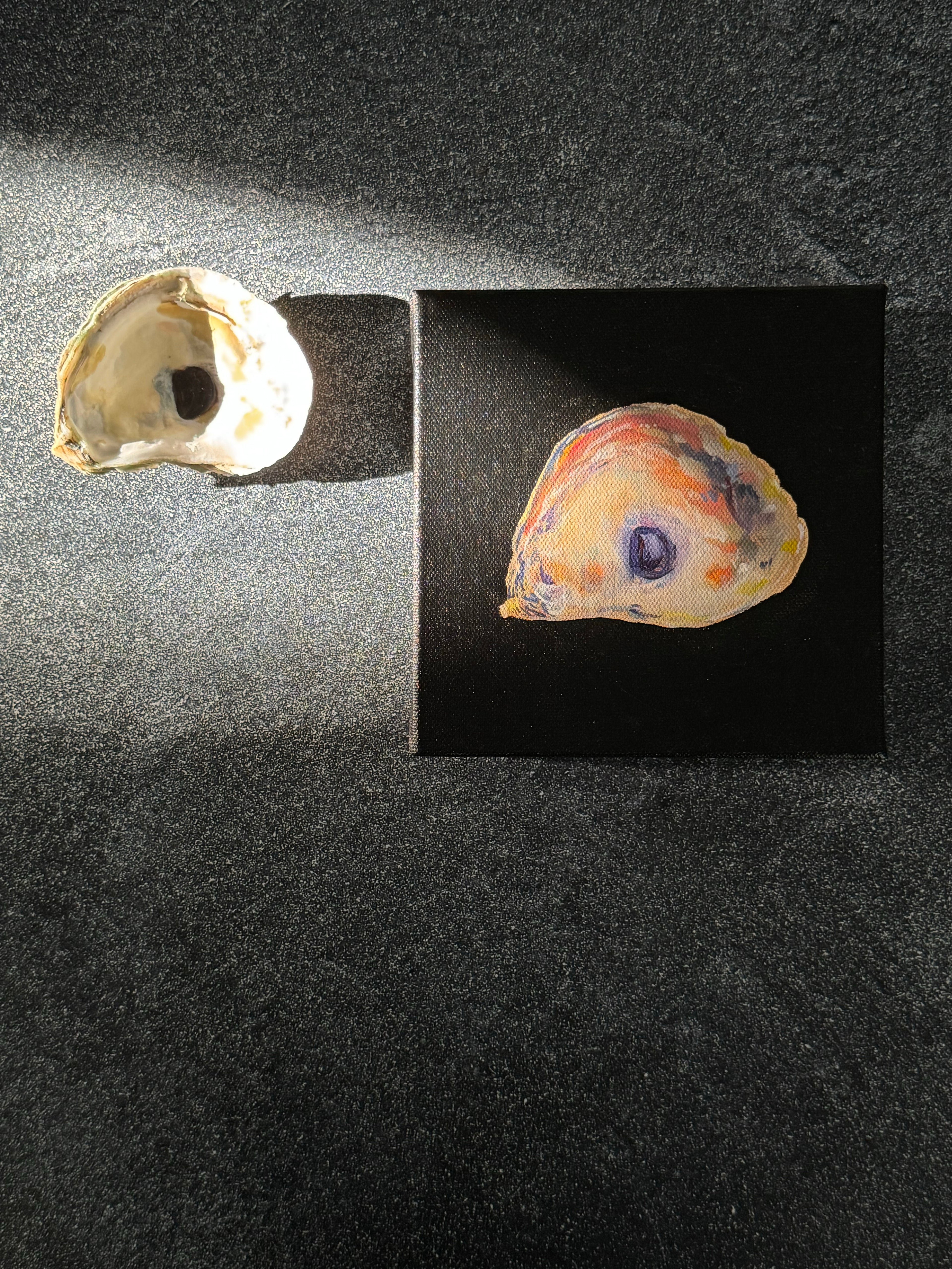 SOLD - The World is Your Oyster Collection - #1 Large Pacific Oyster Painting - Original Seashell Painting – Coastal Fine Art by NJ Artist