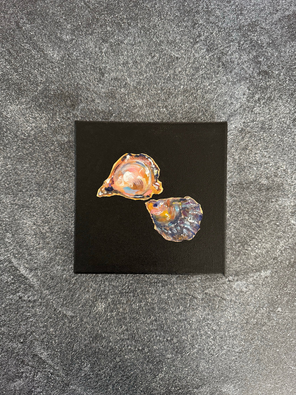 SOLD - The World is Your Oyster Collection - #2 Two Sides of a Small Pacific Oyster Painting - Original Seashell Painting – Coastal Fine Art by NJ Artist