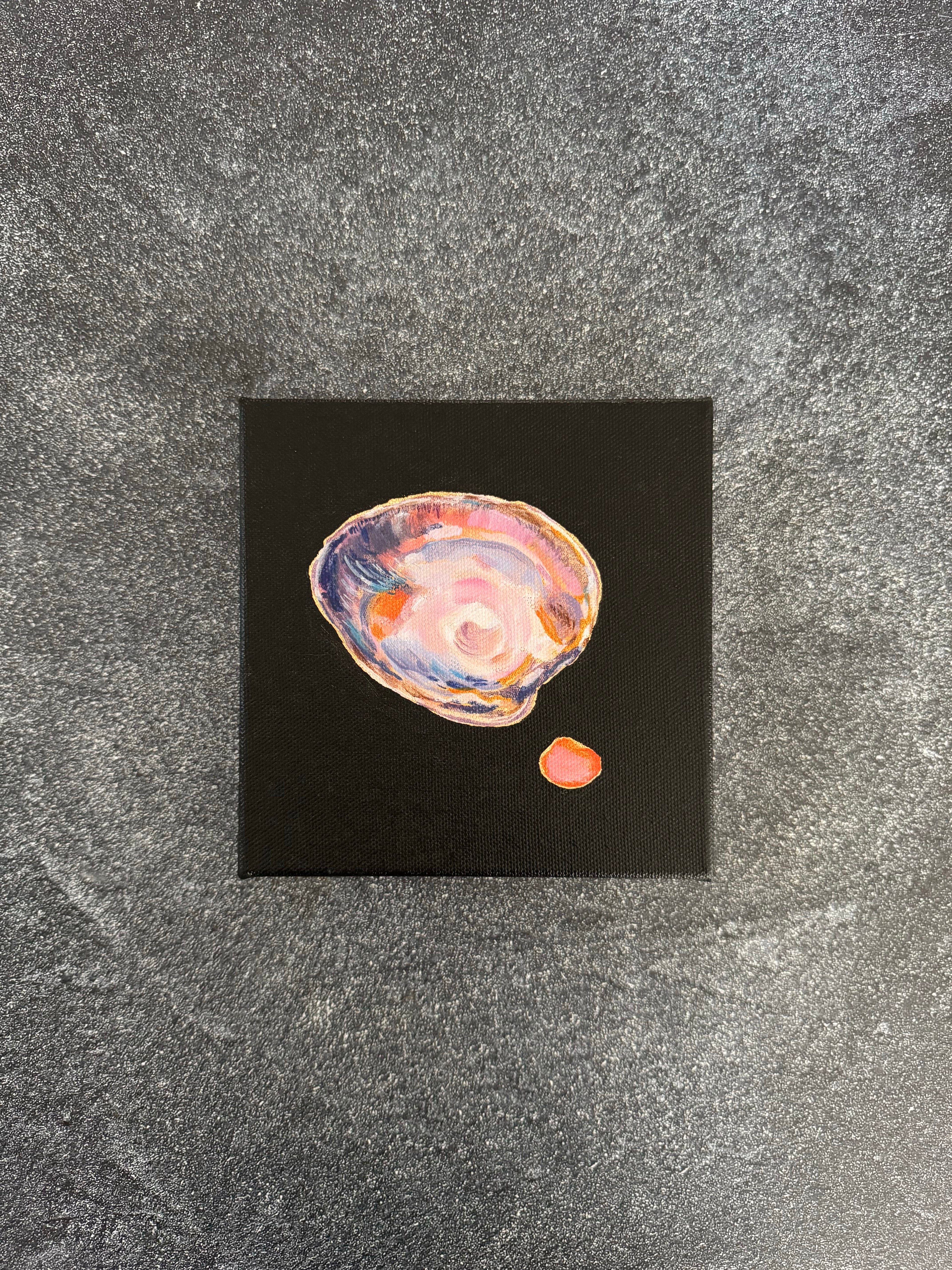 RESERVED - The World is Your Oyster Collection - #3 Large Atlantic Clam Painting - Original Seashell Painting – Coastal Fine Art by NJ Artist