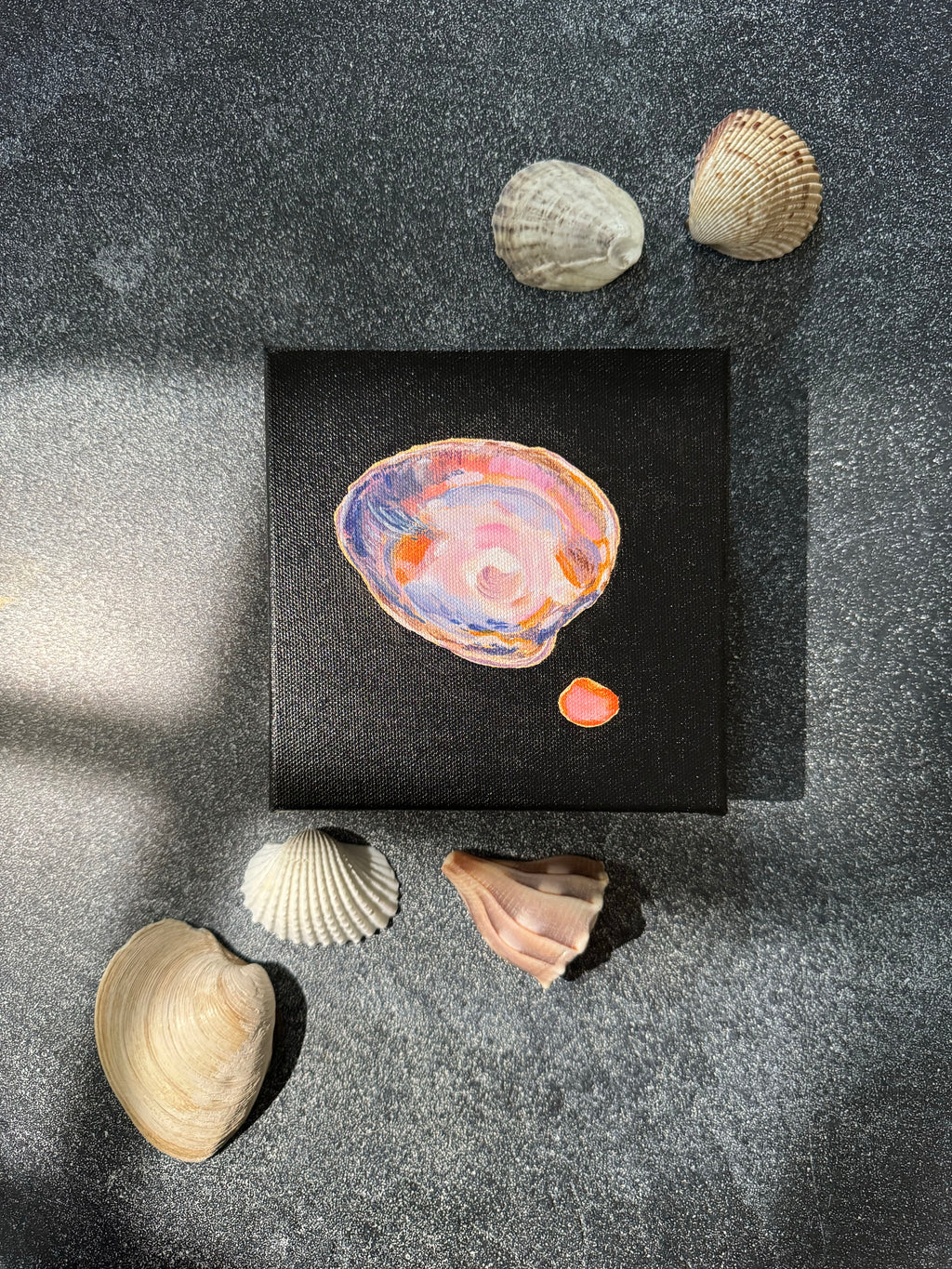 RESERVED - The World is Your Oyster Collection - #3 Large Atlantic Clam Painting - Original Seashell Painting – Coastal Fine Art by NJ Artist