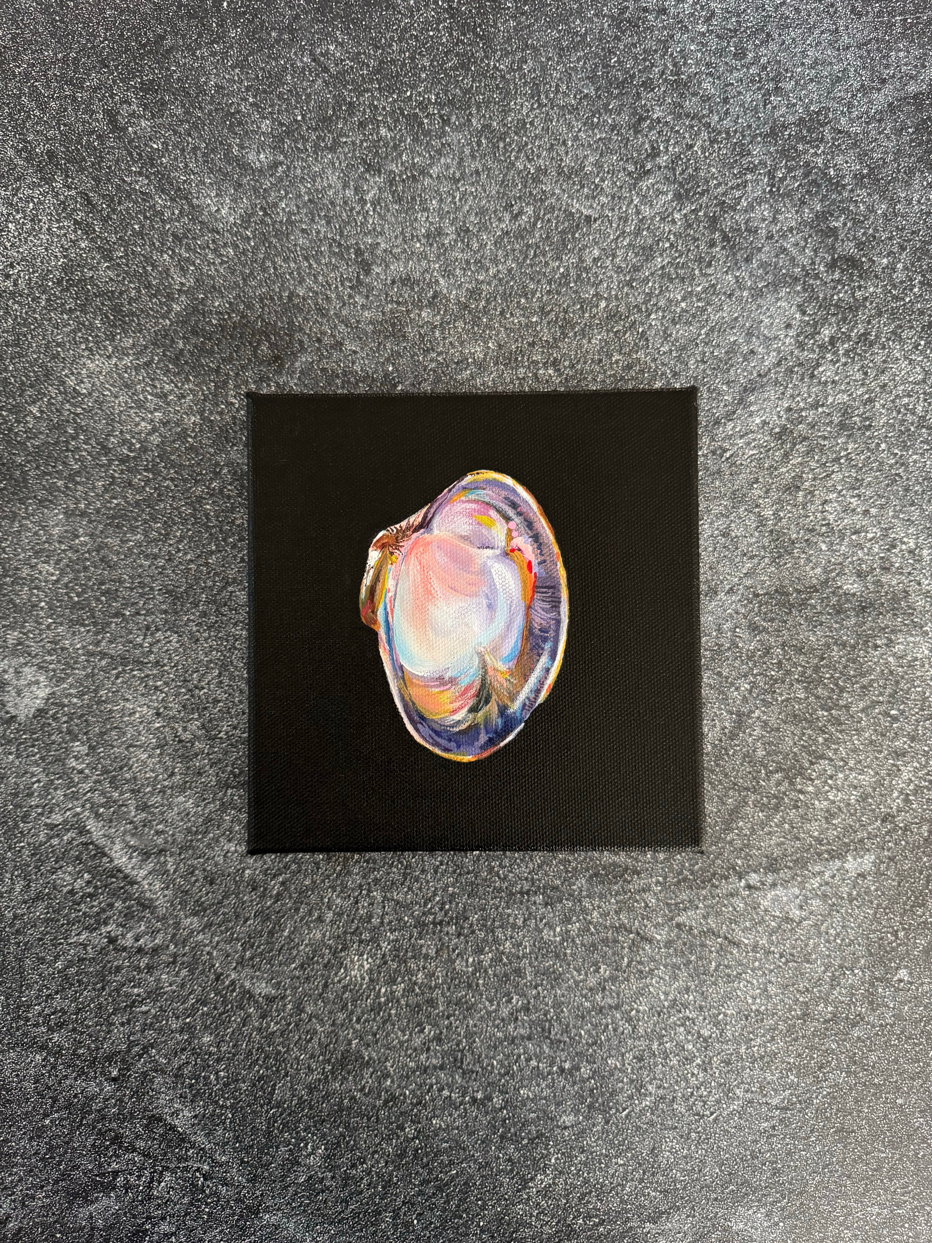 SOLD - The World is Your Oyster Collection - #4 Large Atlantic Clam Painting - Original Seashell Painting – Coastal Fine Art by NJ Artist