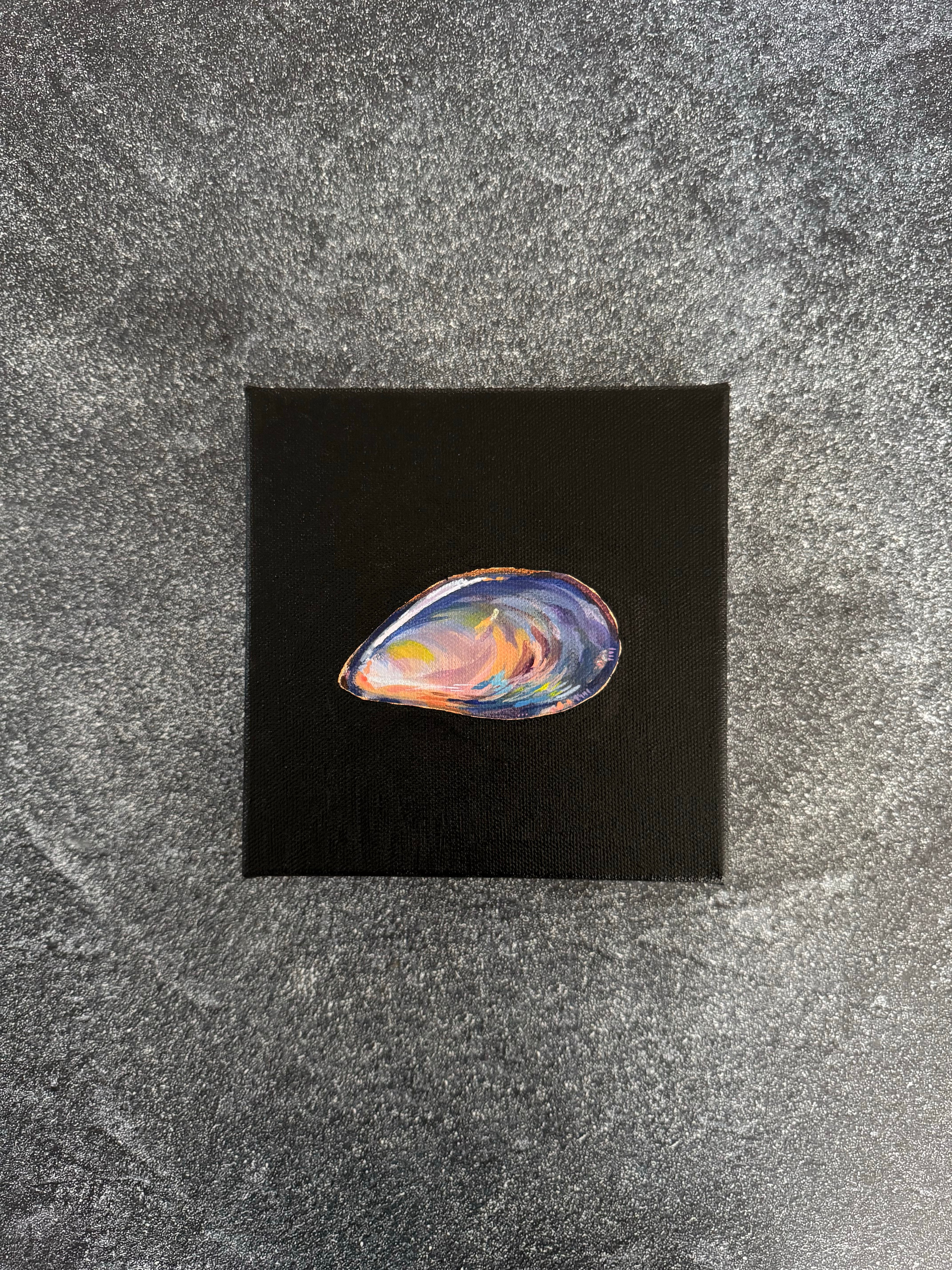 DONATED - The World is Your Oyster Collection - #5 Atlantic Mussel Painting - Original Seashell Painting – Coastal Fine Art by NJ Artist