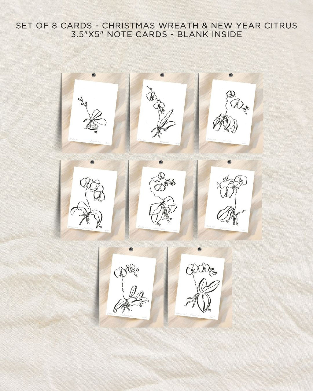 Greeting Card Set of 8 Small Note Cards - Faerie Orchids Collection