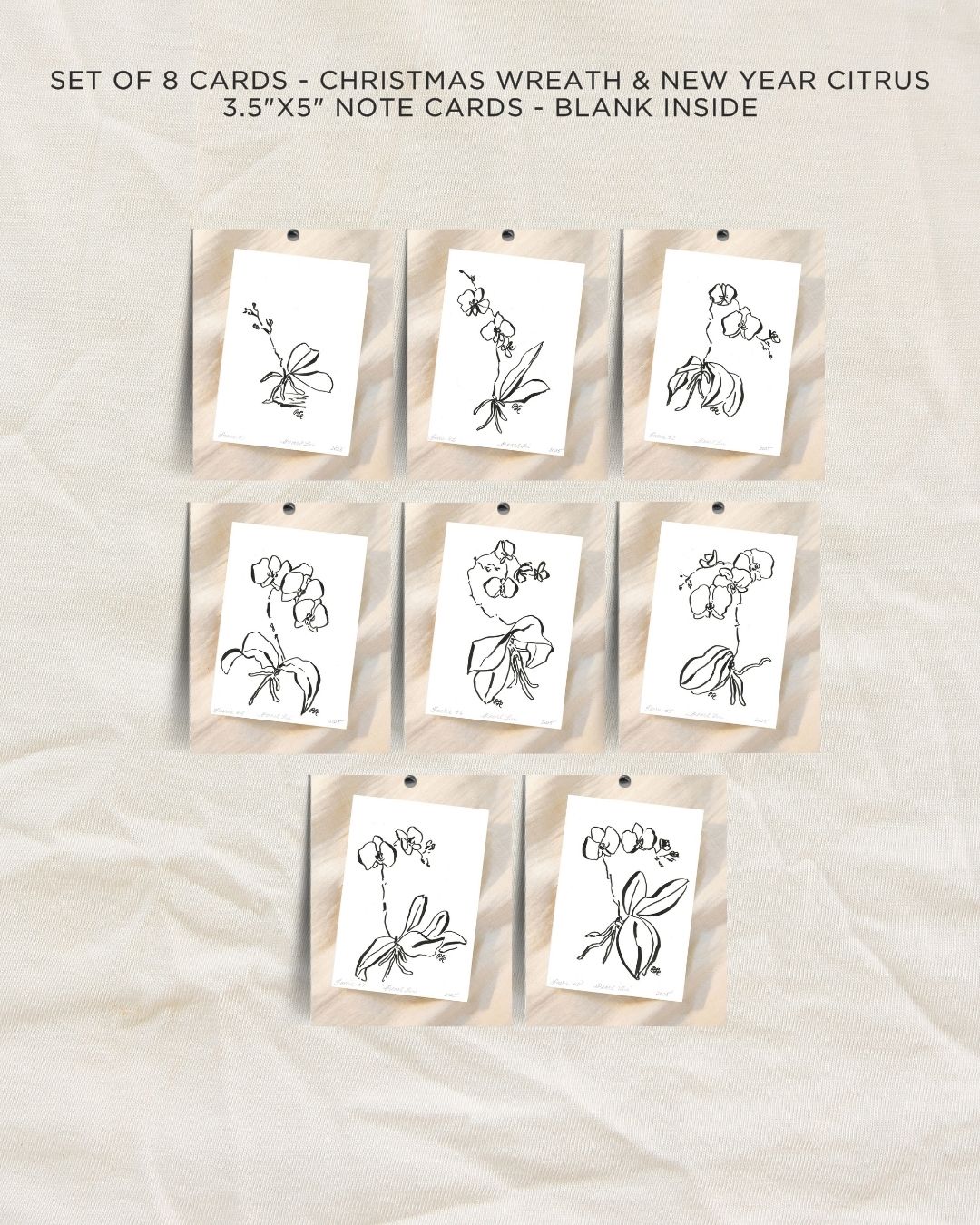 Greeting Card Set of 8 Small Note Cards - Faerie Orchids Collection