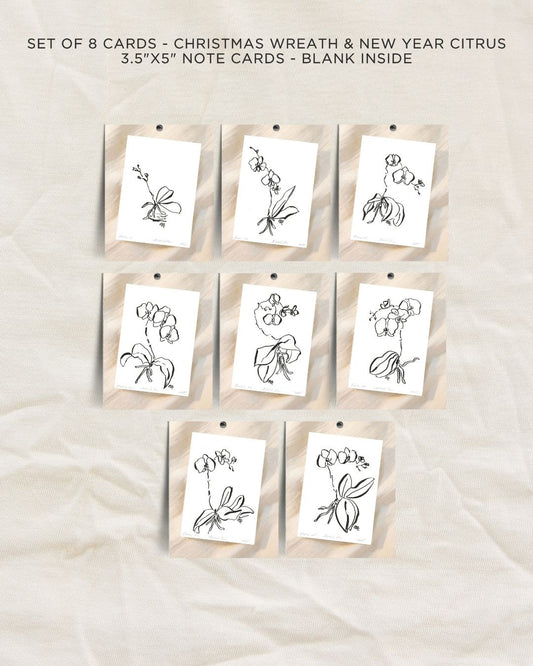Greeting Card Set of 8 Small Note Cards - Faerie Orchids Collection
