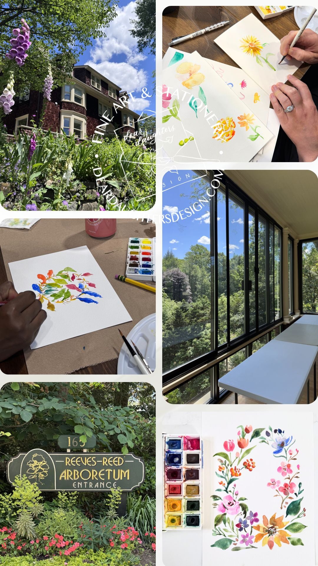 Reeves-Reed Arboretum - Friday, July 24, 2026, 10-11:30am, Summit, NJ - Intro to Watercolor Florals & Greetings Workshop