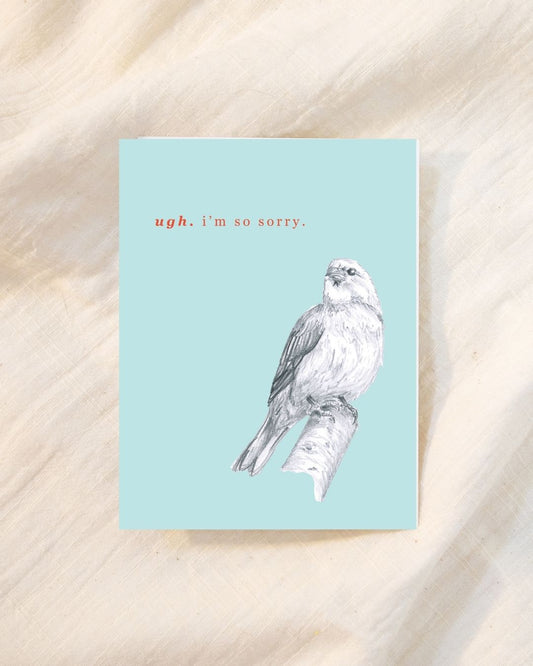 Hand-painted House Finch bird greeting card, ornithological illustration, I'm sorry get well card for bird lovers.