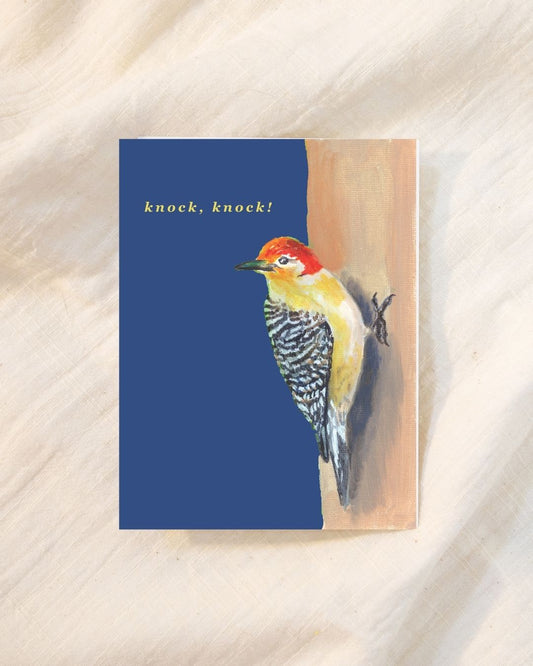 Funny Thinking Of You Greeting Card for Woodpecker Bird Lovers - Cute Bird Card