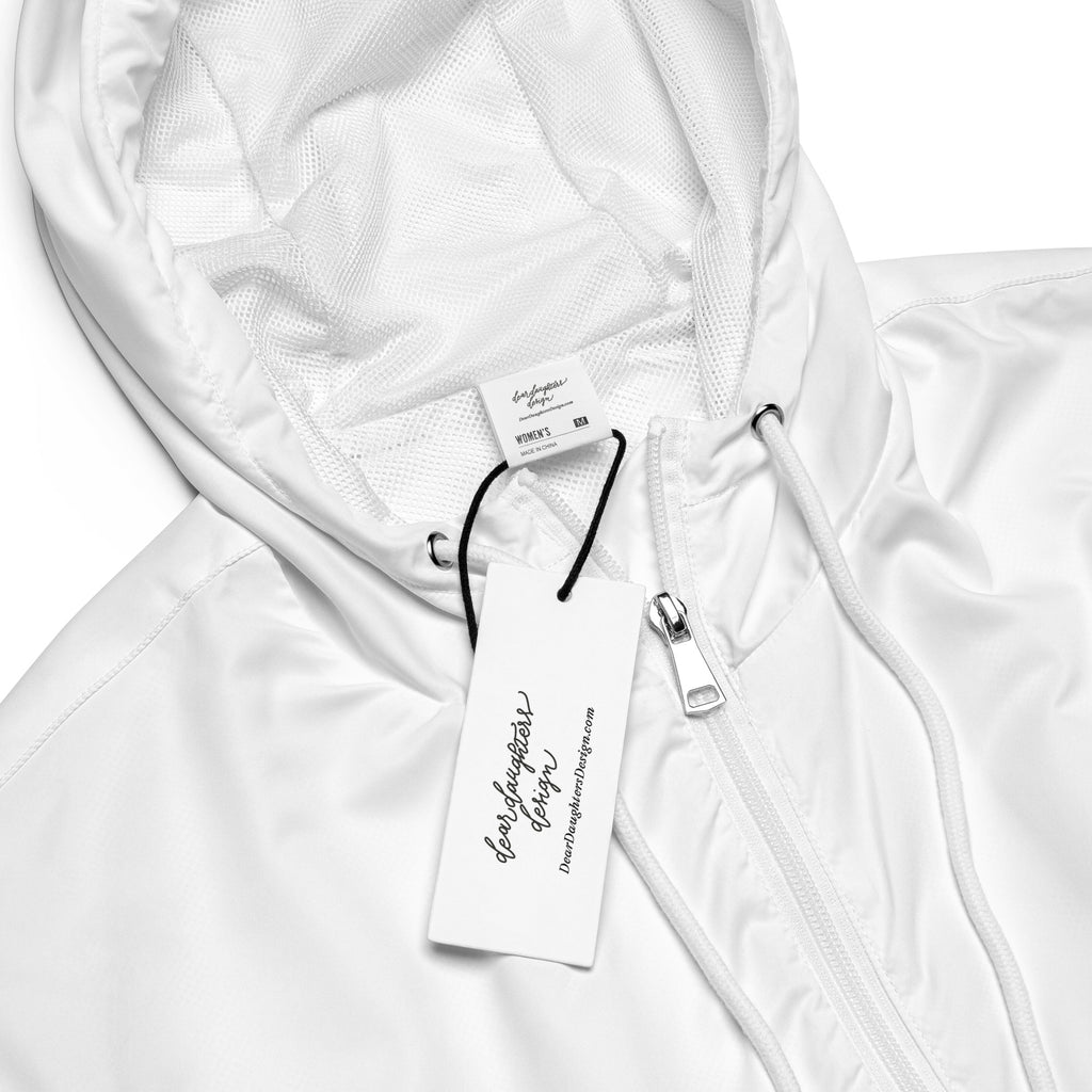 Script "Breathe" Black Calligraphy Printed Women's Cropped Windbreaker