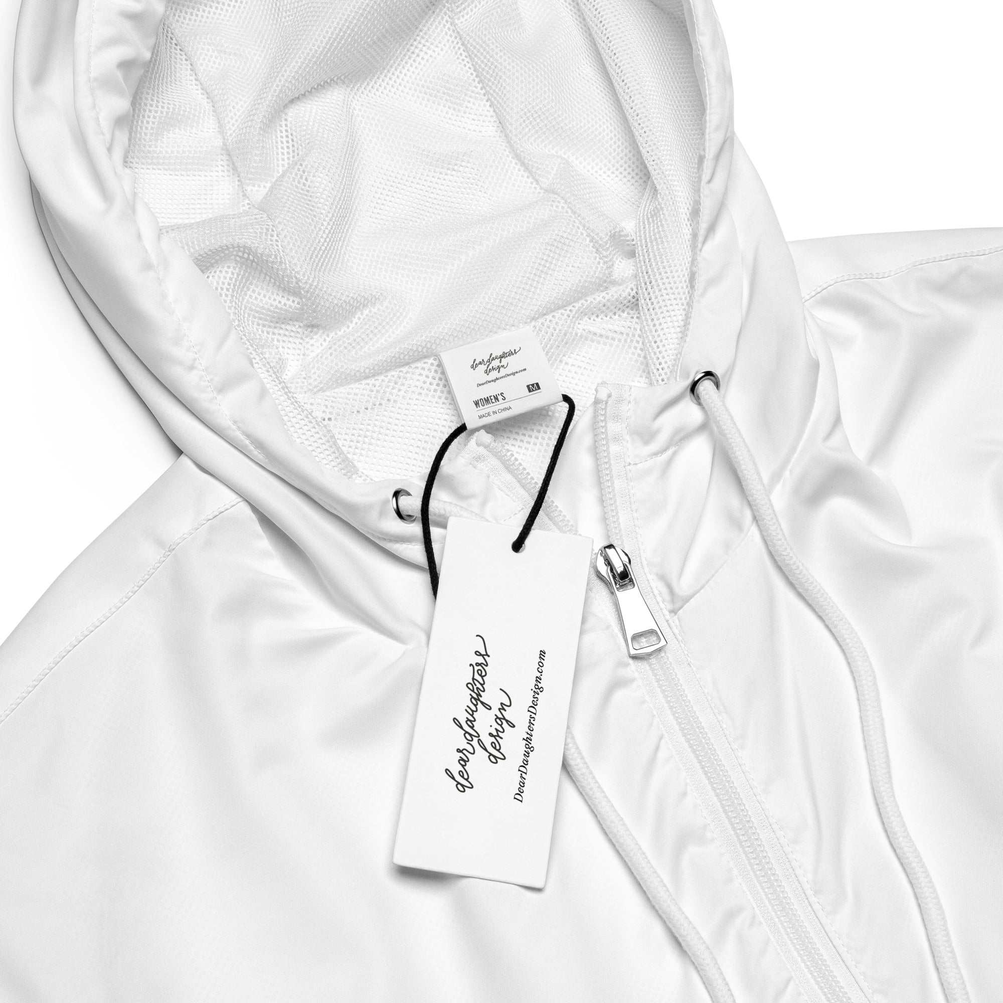 Script "Breathe" Black Calligraphy Printed Women's Cropped Windbreaker