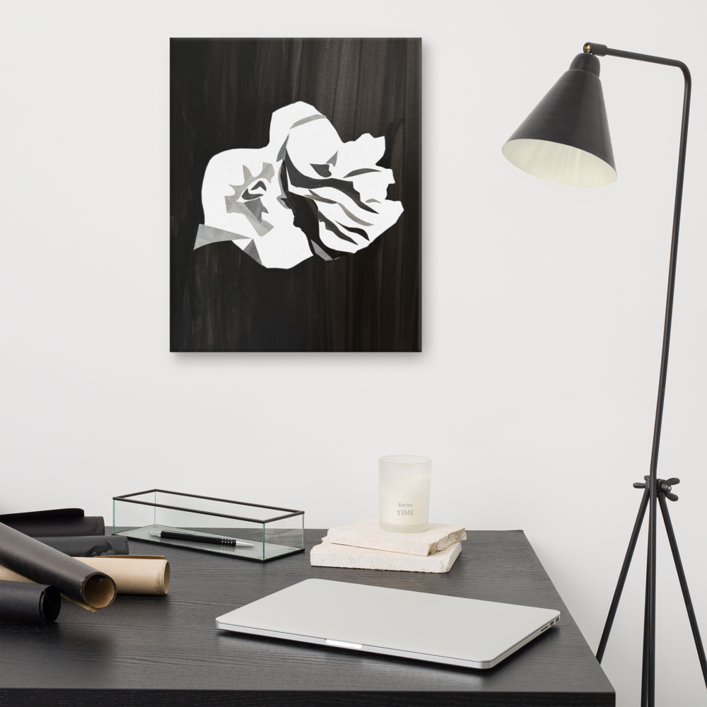 Anthos I - Abstract Black & White Minimalist 16x20 Art - Minimalist Botanical Art - Black & White Botanical Art