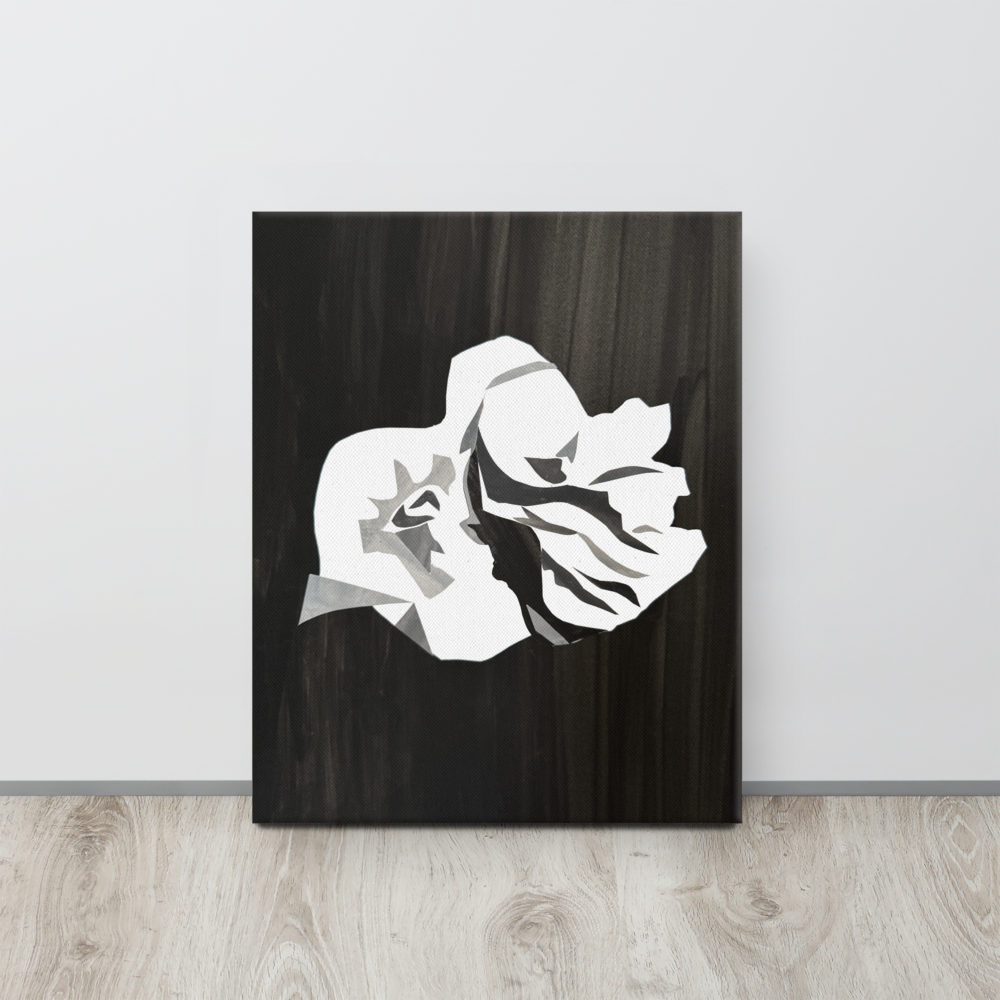 Anthos I - Abstract Black & White Minimalist 16x20 Art - Minimalist Botanical Art - Black & White Botanical Art