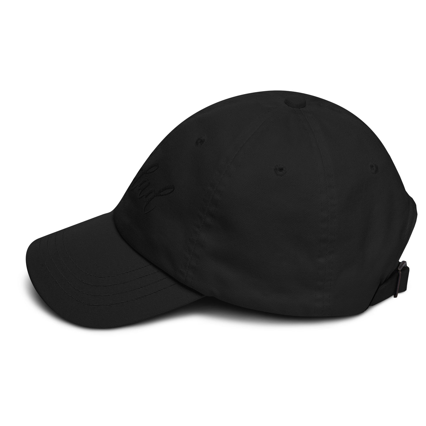 Embroidered Black Script "Girl Dad" Calligraphy Black Embroidery on Black 100% Cotton Chino Twill Dad Cap