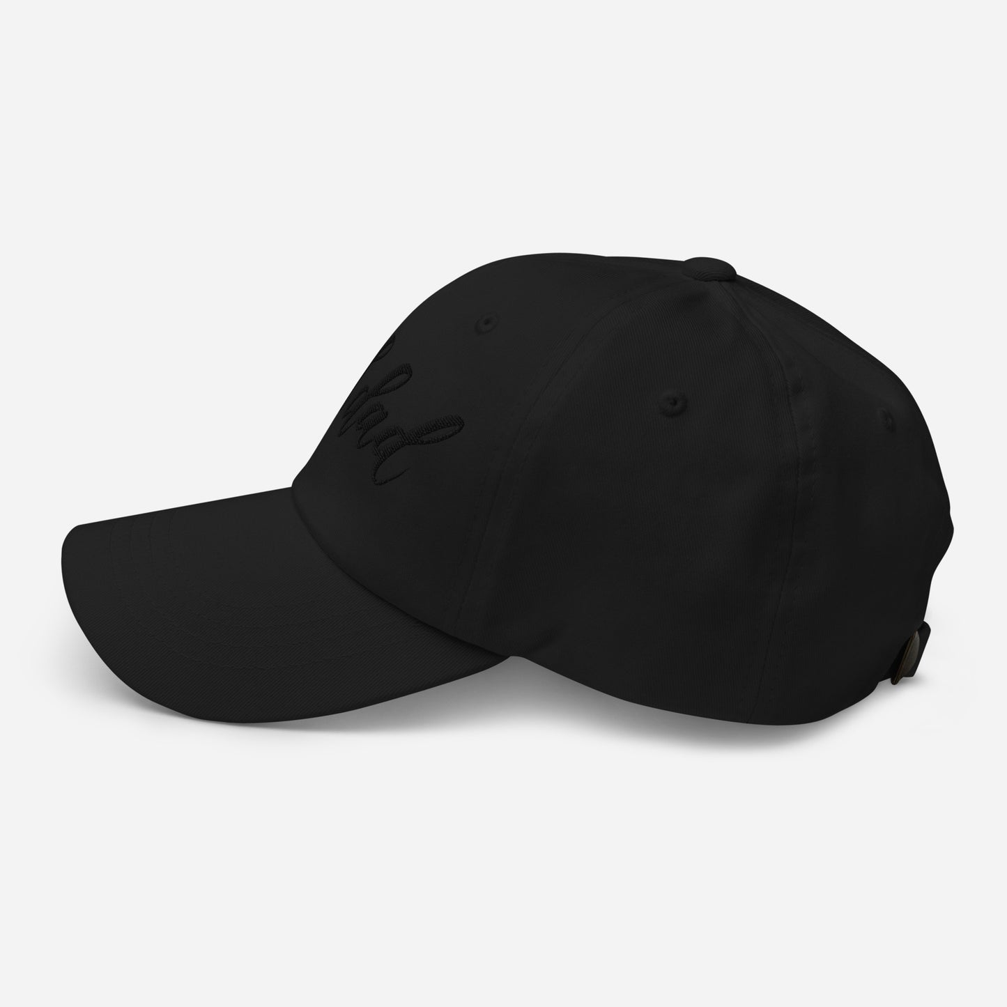 Embroidered Black Script "Girl Dad" Calligraphy Black Embroidery on Black 100% Cotton Chino Twill Dad Cap