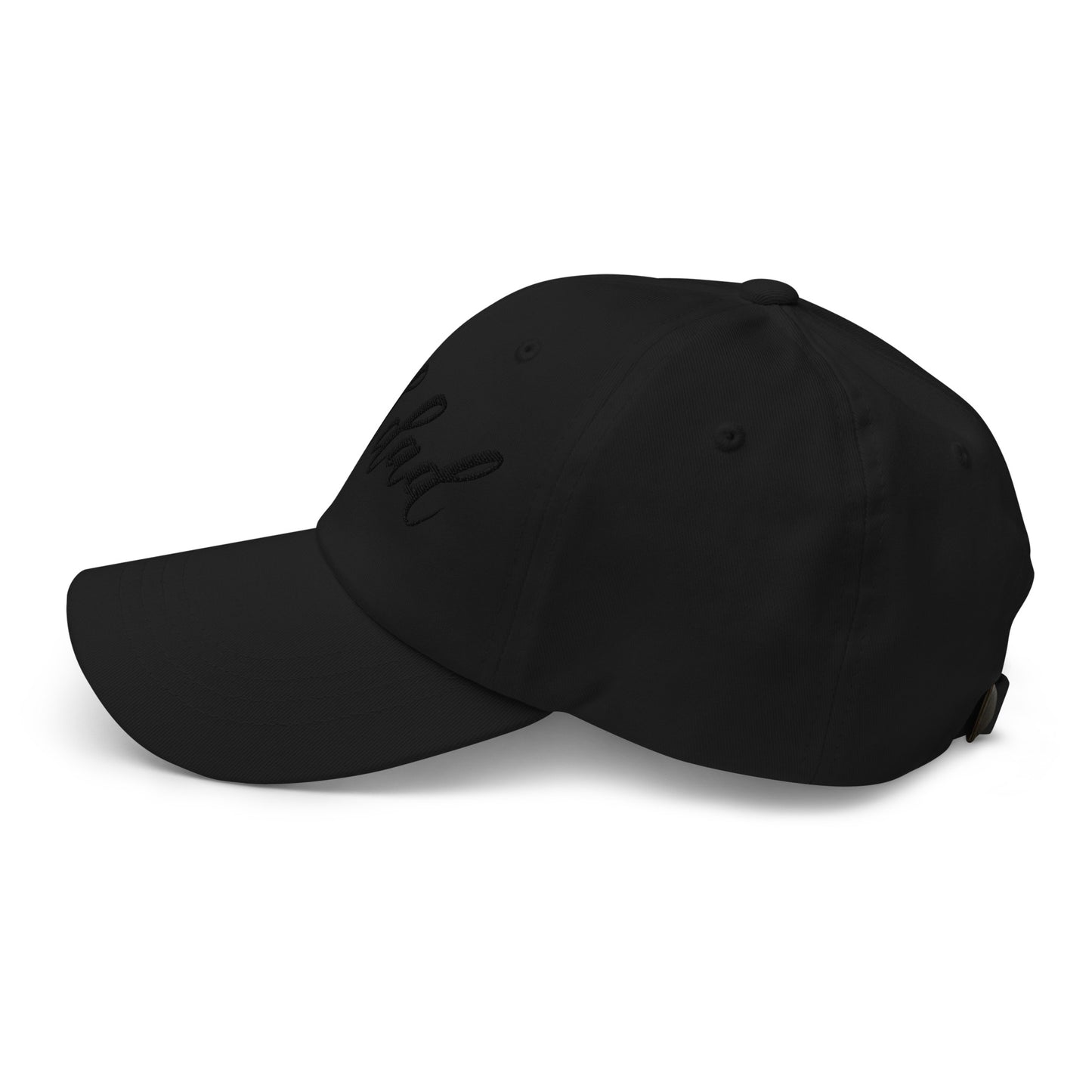 Embroidered Black Script "Girl Dad" Calligraphy Black Embroidery on Black 100% Cotton Chino Twill Dad Cap