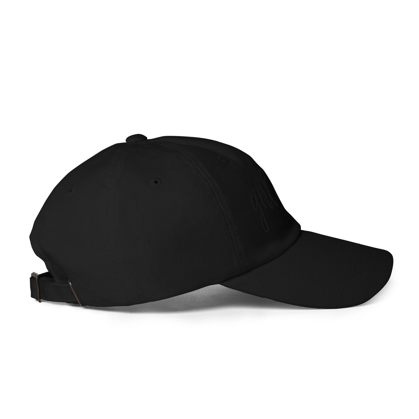 Embroidered Black Script "Girl Dad" Calligraphy Black Embroidery on Black 100% Cotton Chino Twill Dad Cap