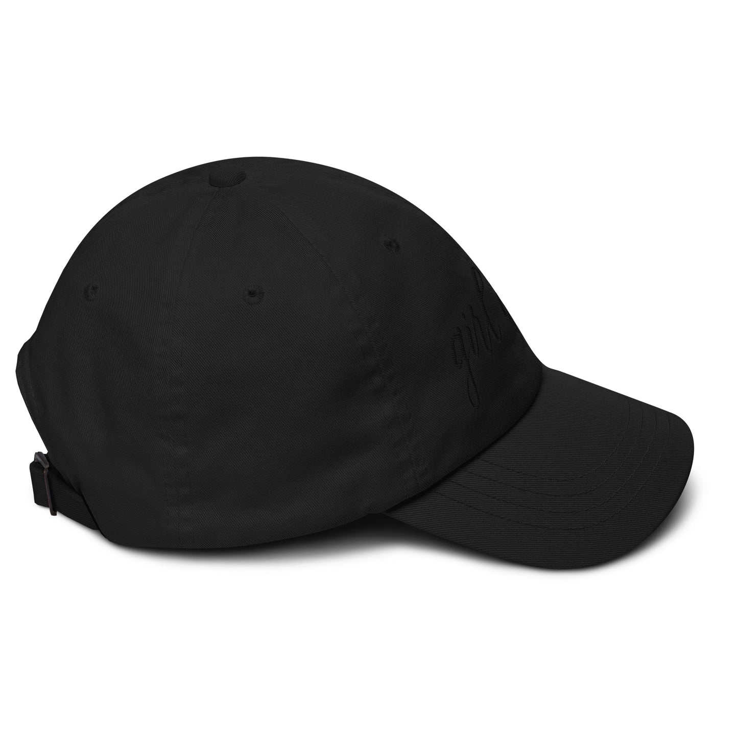 Embroidered Black Script "Girl Dad" Calligraphy Black Embroidery on Black 100% Cotton Chino Twill Dad Cap