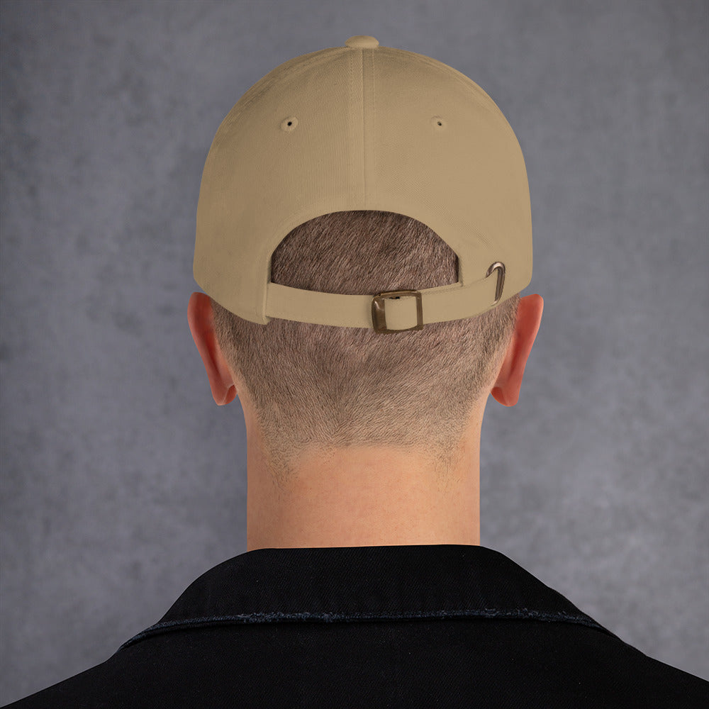 Embroidered Gold Script "Dad" Calligraphy Gold Embroidery on Khaki 100% Cotton Chino Twill Dad Cap