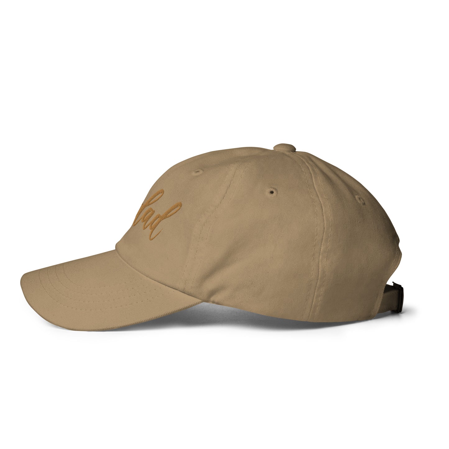 Embroidered Gold Script "Girl Dad" Calligraphy Gold Embroidery on Khaki 100% Cotton Chino Twill Dad Cap