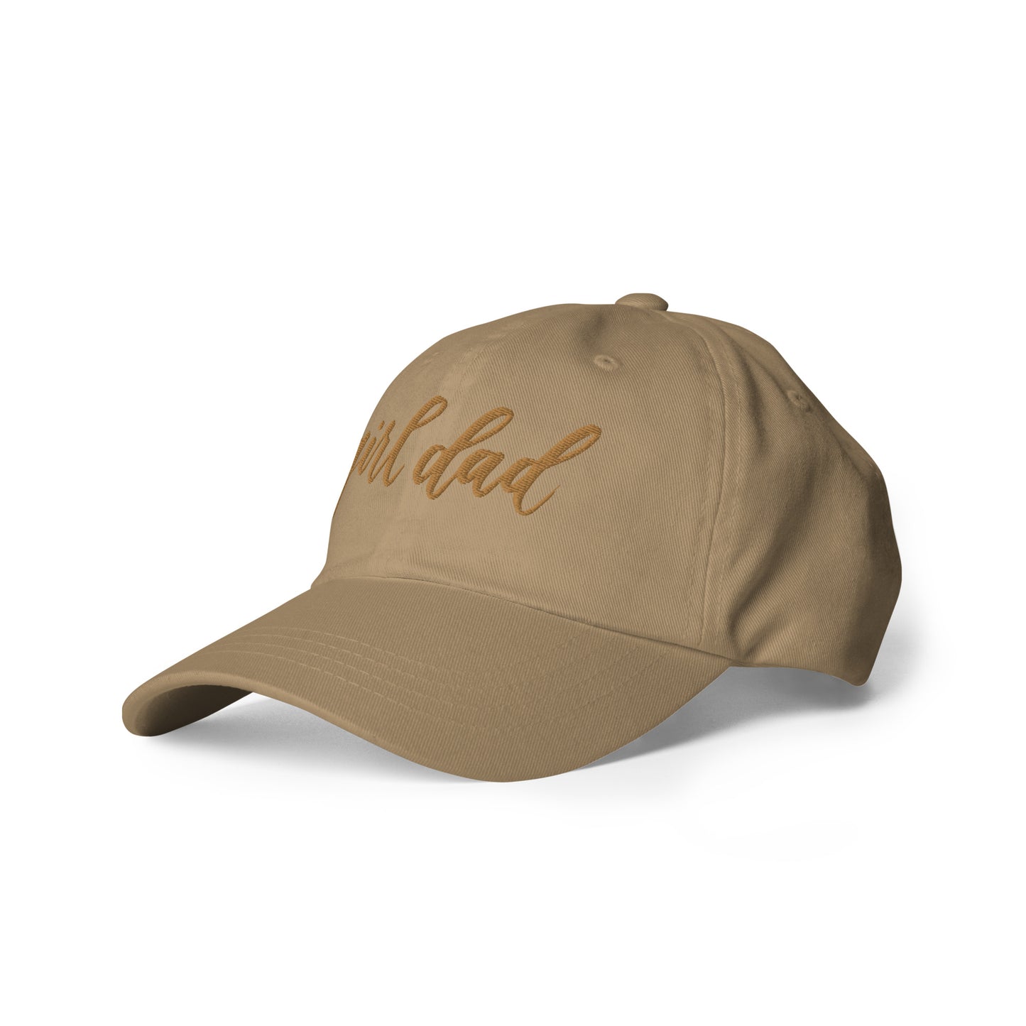 Embroidered Gold Script "Girl Dad" Calligraphy Gold Embroidery on Khaki 100% Cotton Chino Twill Dad Cap