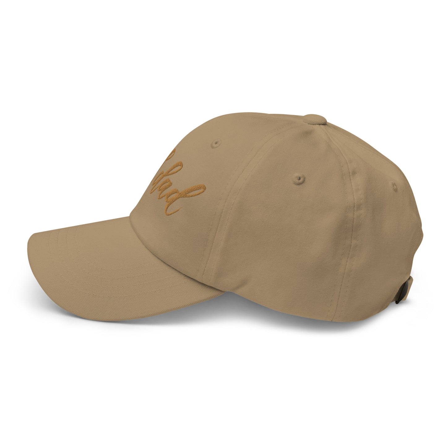 Embroidered Gold Script "Girl Dad" Calligraphy Gold Embroidery on Khaki 100% Cotton Chino Twill Dad Cap