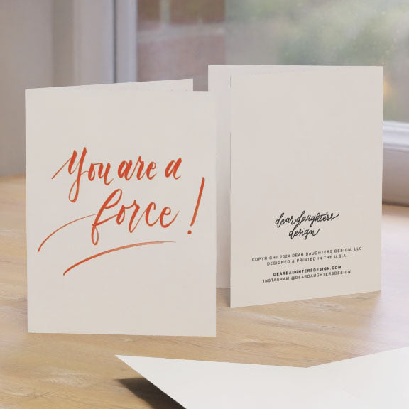 "You are a force!" Red Orange Thank You Greeting Card - Gratitude #02