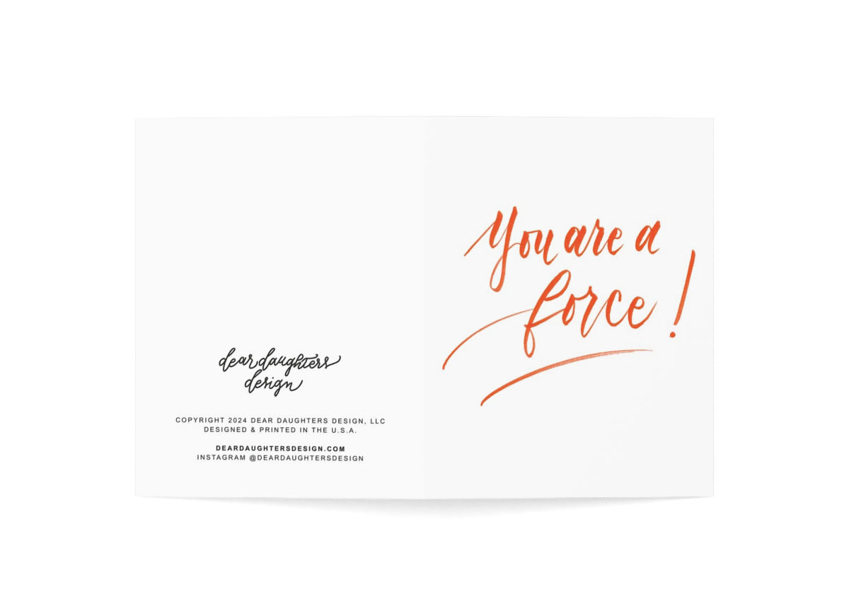 "You are a force!" Red Orange Thank You Greeting Card - Gratitude #02