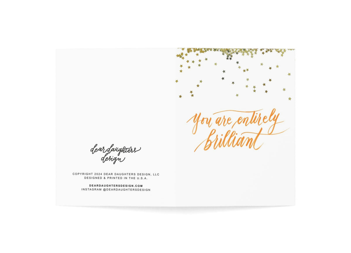 "You are entirely brilliant!" Orange Thank You Greeting Card - Gratitude #03