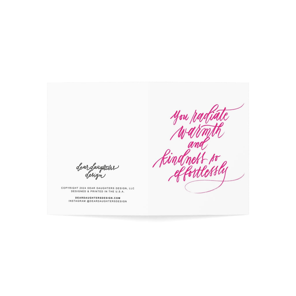 "You radiate warmth & kindness so effortlessly!" Pink Thank You Greeting Card - Gratitude #12