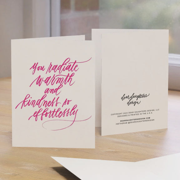"You radiate warmth & kindness so effortlessly!" Pink Thank You Greeting Card - Gratitude #12